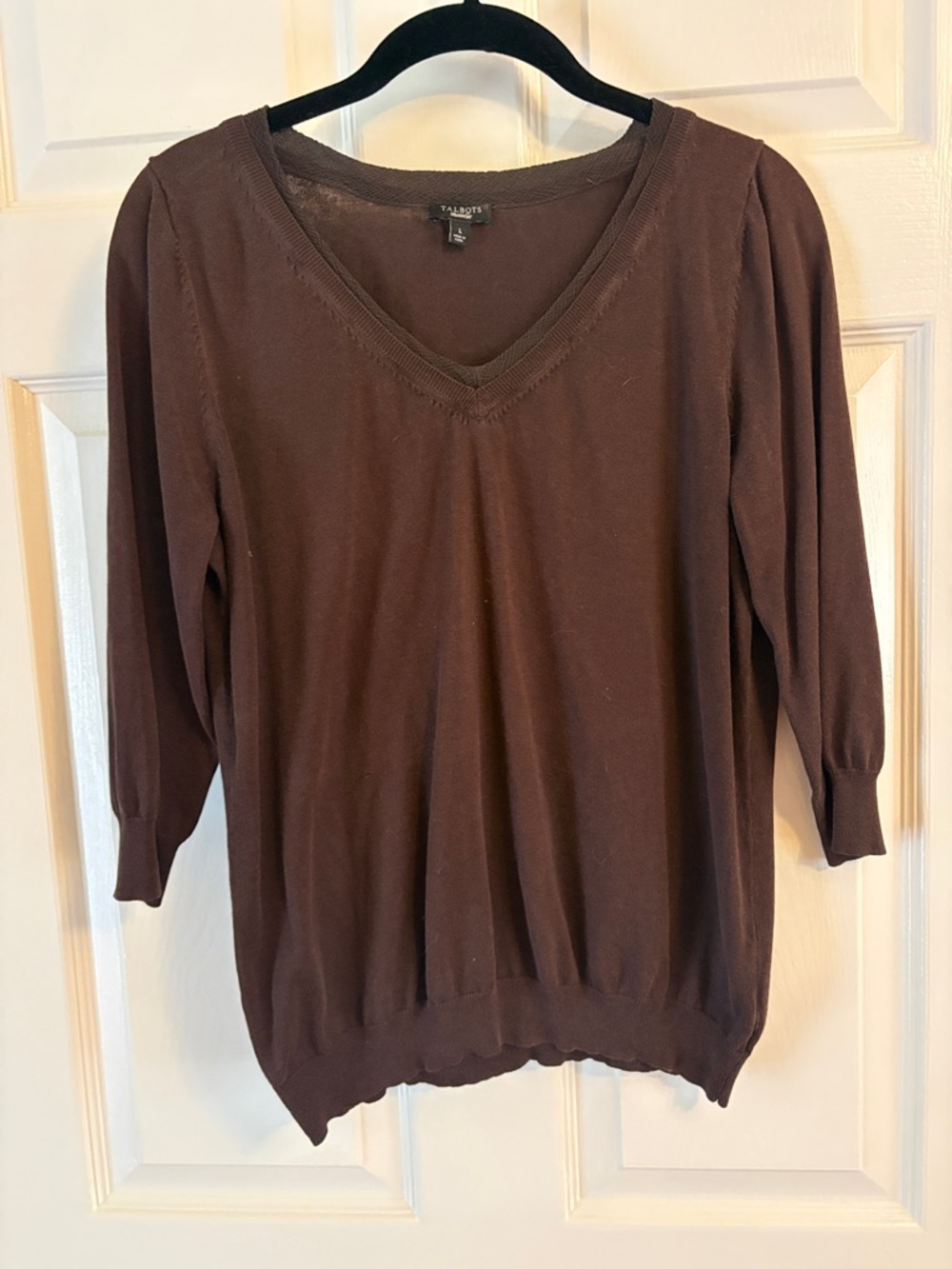 Talbots Brown V-Neck Lightweight Sweater, size large